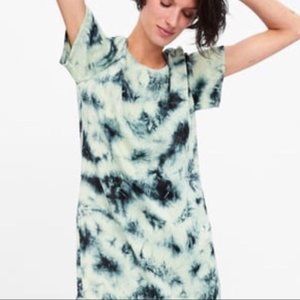 New ZARA Batik Top Tie Dye Navy Tunic Dress